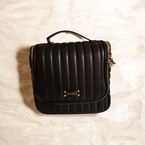 Joan & David Black Quilted Cosmetic Case